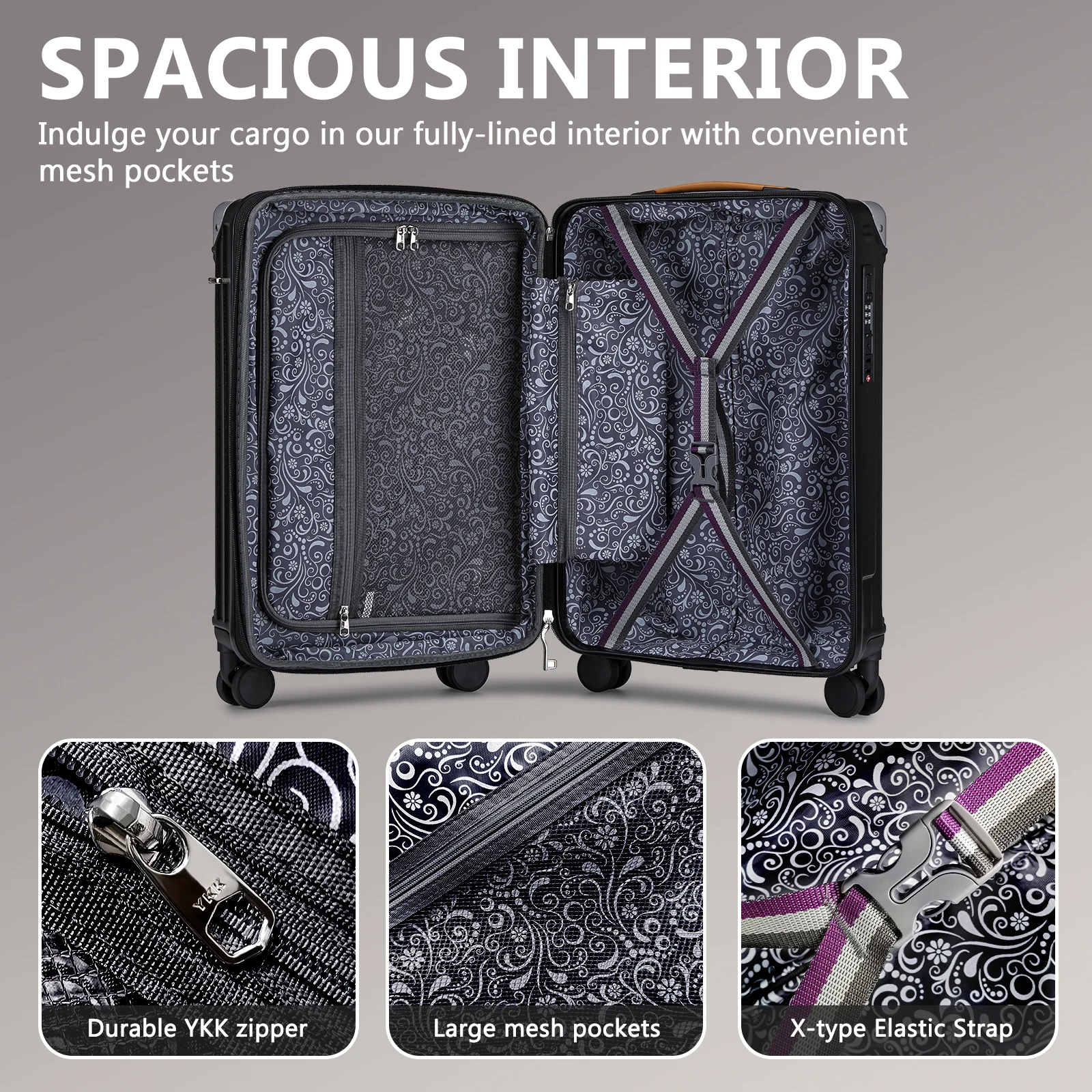 joyway bagage à main 20 pouces avec porte gobelet et port usb, capacité extensible à 25%, valise intelligente avec roues antidérapantes