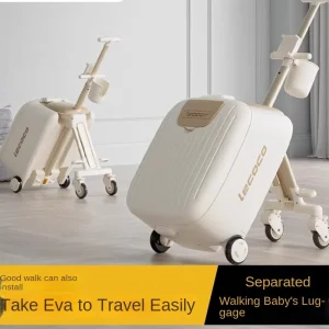 Bagage pour enfants séparé deux en un 20 pouces peut s&rsquo;asseoir, valise à roulettes d’embarquement pour bébé avec porte-gobelet d&rsquo;eau