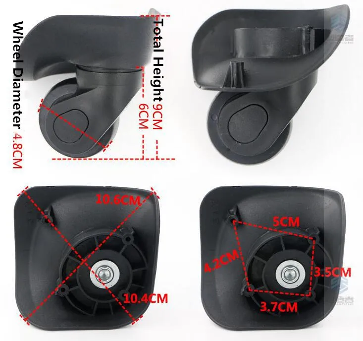 roues de remplacement universelles en plastique pour valise, pour tout sac, boîte à bagages, 1 paire