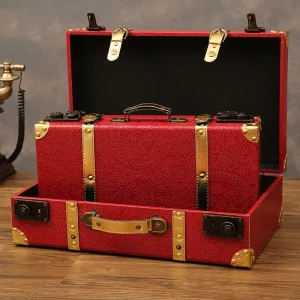Valise de Luxe Vintage en Cuir Rouge Personnalisée, Coffre de Voyage, Valise à Bagages, Mode, Grande Capacité, Rangement de Vêtements, Boîte d&rsquo;Accessoires