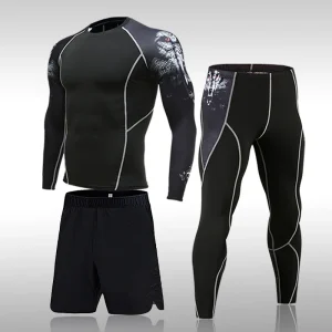 Combinaison de sport à Compression pour hommes, séchage rapide, transpiration, Fitness, entraînement, Kit MMA, Rashguard, vêtements de sport pour hommes, Jogging, course à pied