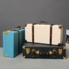 grandes valises de voyage vintage de luxe, coffre en cuir sous le lit, organisateur de vêtements, boîte de rangement, poubelle antique personnalisée
