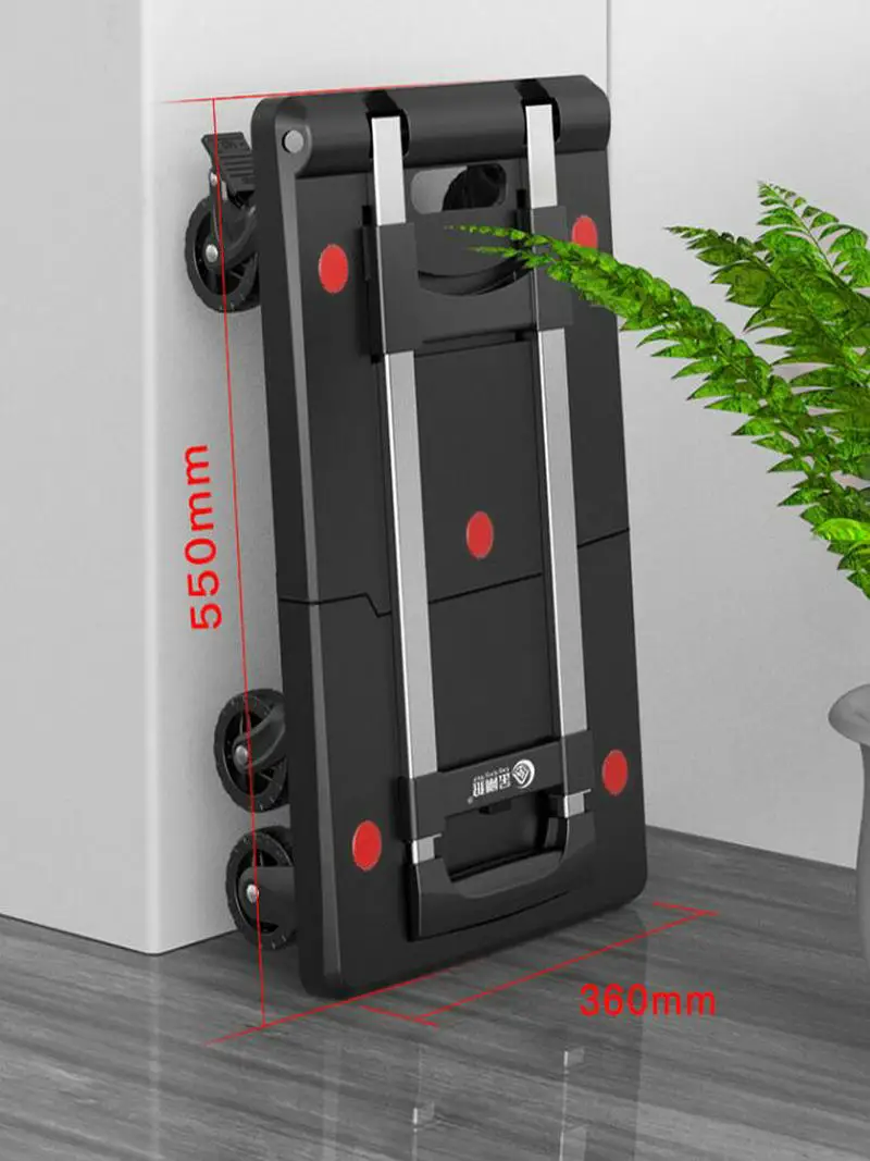 chariot à main pliable et observateur à plate forme extensible, chariot portable à 6 roues pour le shopping et le transport de bagages