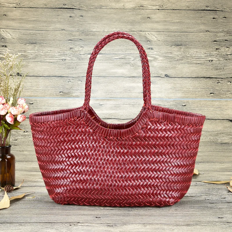 cuir véritable de créateur tricoté à la main élégant poignée femme fourre tout vintage sac à main femme peau de vache dame grand sac à bandoulière