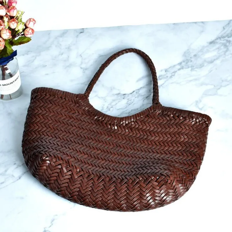 Cuir véritable de créateur tricoté à la main élégant Poignée femme fourre-tout Vintage sac à main femme peau de vache dame grand sac à bandoulière Cuir véritable de créateur tricoté à la main élégant Poignée femme fourre-tout Vintage sac à main femme peau de vache dame grand sac à bandoulière