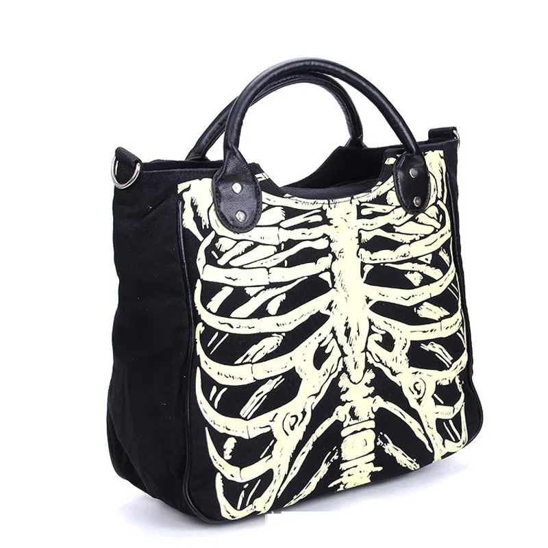 sac à main horreur emo, pour femmes, crâne, os, chauve souris, crâne, yeux, ruban, sac à bandoulière gothique