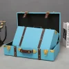 grandes valises de voyage vintage de luxe, coffre en cuir sous le lit, organisateur de vêtements, boîte de rangement, poubelle antique personnalisée
