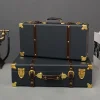 Grandes valises de voyage Vintage de luxe, coffre en cuir sous le lit, organisateur de vêtements, boîte de rangement, poubelle Antique personnalisée