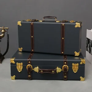 Grandes valises de voyage Vintage de luxe, coffre en cuir sous le lit, organisateur de vêtements, boîte de rangement, poubelle Antique personnalisée