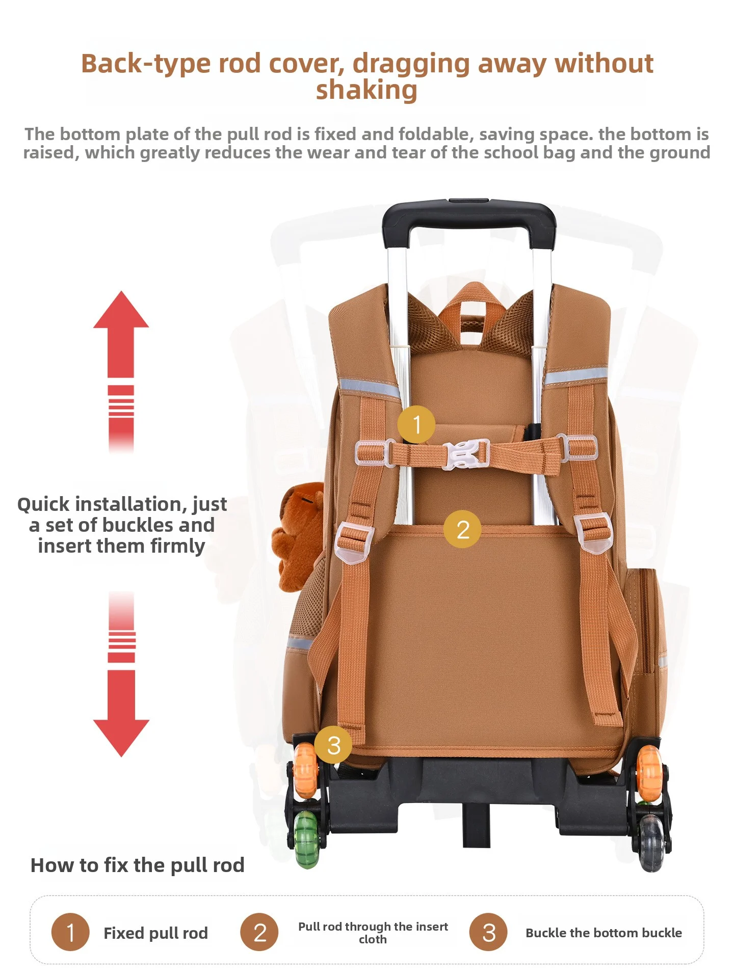 sac à dos d'école de dessin animé pour enfants, sacs à roulettes pour étudiants, sac à roulettes pour filles et garçons, cartable mignon à roulettes