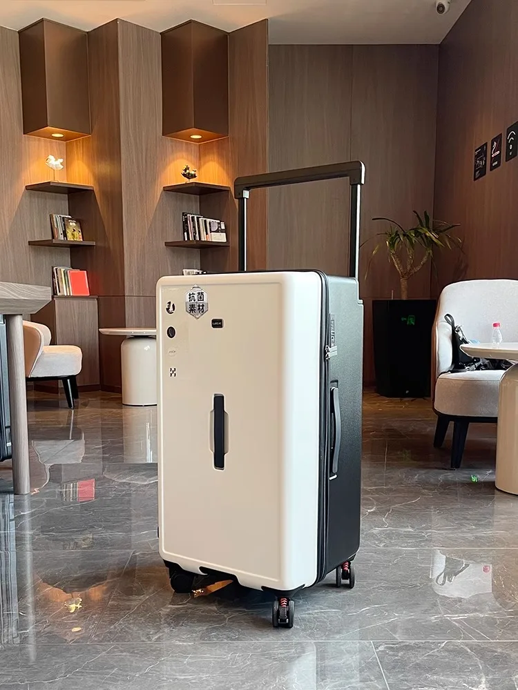 valise à cinq roues avec roues rotatives de frein, grande capacité, large poignée, valise à roulettes, vpn, version verde pc, 22 ", 28/36"