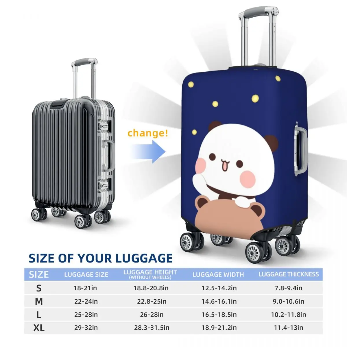 juste de valise bubu et dudu, vacances krasnobear, câlins d'amour, accessoires de bagages pratiques, protection de voyage