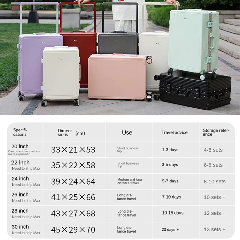 ko ku valise multifonctionnelle cadre en aluminium large chariot bagages 22 30 pouces valise de grande capacité 20 pouces carrer mot de passe boîte