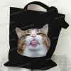 sacs à main pour femmes meme chat drôle toile sacs à provisions dessin animé animal sac à bandoulière pliant réutilisable fourre tout sacs pour femmes hommes
