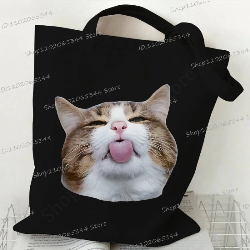 sacs à main pour femmes meme chat drôle toile sacs à provisions dessin animé animal sac à bandoulière pliant réutilisable fourre tout sacs pour femmes hommes