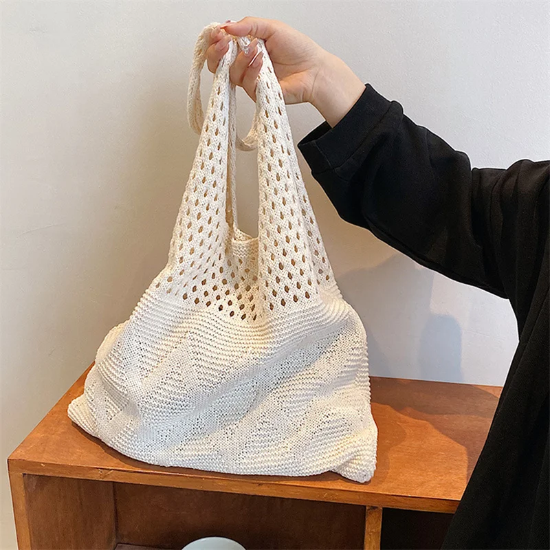 sacs à main tricotés de styliste pour femmes, fourre tout de grande capacité, sac de plage d'été, grands sacs à main décontractés, sacs à bandoulière tissés creux