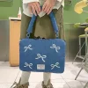 sac d'ordinateur de mode moderne 14 pouces, pochette d'ordinateur brodée avec nœud papillon, étui de transport souple antichoc pour tablette, lieu de travail