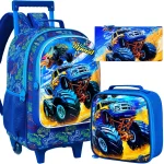 Valise pour enfants pour garçons, bagage roulant de voiture avec roues, bagage de voyage pour enfants en bas âge élémentaire