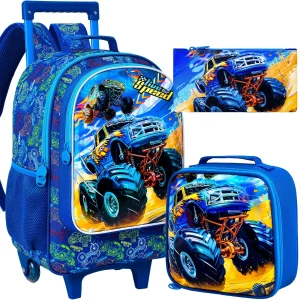 Valise pour enfants pour garçons, bagage roulant de voiture avec roues, bagage de voyage pour enfants en bas âge élémentaire