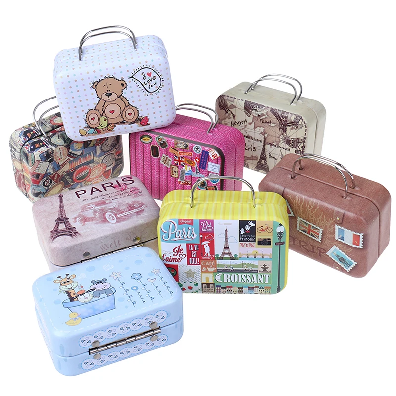 mini valise en métal pour poupées, jouets miniatures, coffre, décoration de maison de poupée, petite pochette boîte à bijoux, sac à main de poupée