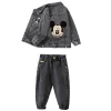 ensembles de vêtements pour enfants printemps automne bébé garçons filles mickey mouse minnie coton denim veste manteau + jean pantalon 2pce costume décontracté