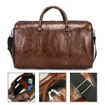 Sac de bagage étanche de grande capacité, sacs de sport portables, sacs de week-end d&rsquo;affaires, sac de sport en cuir souple, valise de voyage unisexe