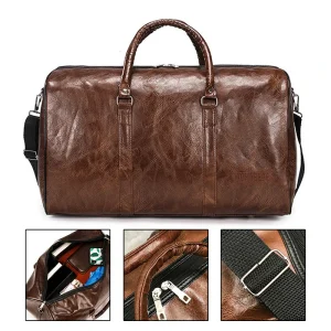 Sac de bagage étanche de grande capacité, sacs de sport portables, sacs de week-end d&rsquo;affaires, sac de sport en cuir souple, valise de voyage unisexe