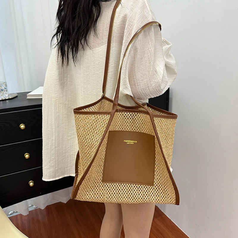 sacs à main pour femmes, sac à bandoulière, fourre tout portable, mode plage vacances tissage, sacs à poignée supérieure