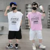 Costume d&rsquo;été pour enfants de 3 à 14 ans, T-shirt sans manches + short en coton, ensemble de vêtements deux pièces, tenues de survêtement à la mode pour enfants