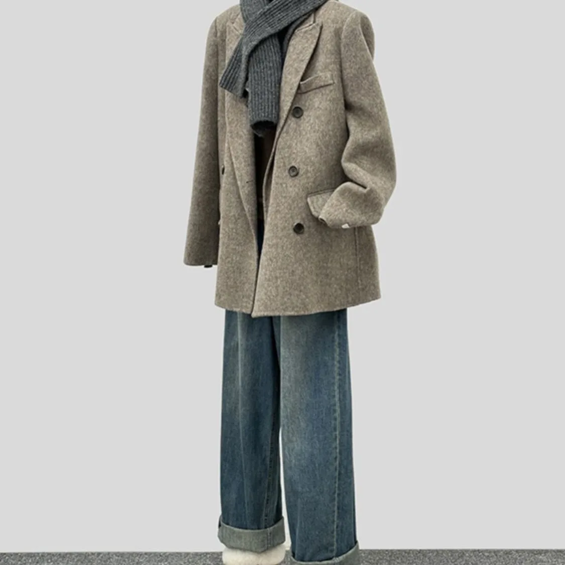 manteau de costume court en laine pour femme, grande taille, nouvelle mode automne hiver 2021, petite taille, élégant, nouvelle collection, boutonné, style décontracté