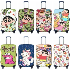 Housse de valise dessin animé Crayon Shin-Chan, mignon, vacances d&rsquo;affaires, fournitures de bagages amusantes, protecteur