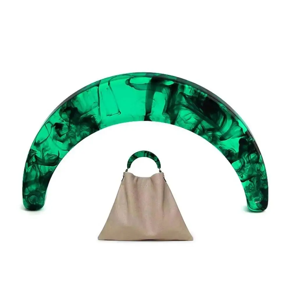 poignée de sac de luxe en résine pour femmes, poignées de sac à main semi circulaires en forme de u 13.5cm avec boucle carrée, fourre tout fabriqué à la main