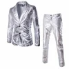 Veste et pantalon slim trempés pour hommes, blazer de Rhde mariage, ensemble 2 pièces, monochromatique, brillant, fête, or, argent, noir, 2 boutons, 3XL