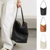 Sac seau en cuir pour femme – Sac fourre-tout structuré souple avec poignée supérieure sur l&rsquo;épaule, sac de jour minimaliste de luxe