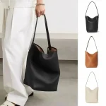 Sac seau en cuir pour femme – Sac fourre-tout structuré souple avec poignée supérieure sur l&rsquo;épaule, sac de jour minimaliste de luxe
