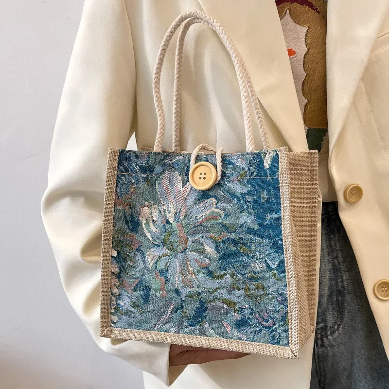 sac à main portable en lin pour femme, style ins, sacs à main pour étudiants, sacs à poignée supérieure pour femme, créateur de luxe, mode