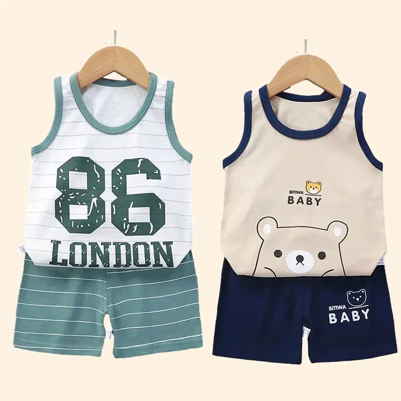 ensemble de vêtements d'été en coton émaillé pour enfants, Économie et shorts pour bébés, haut en fibre précieuse, garçons et filles
