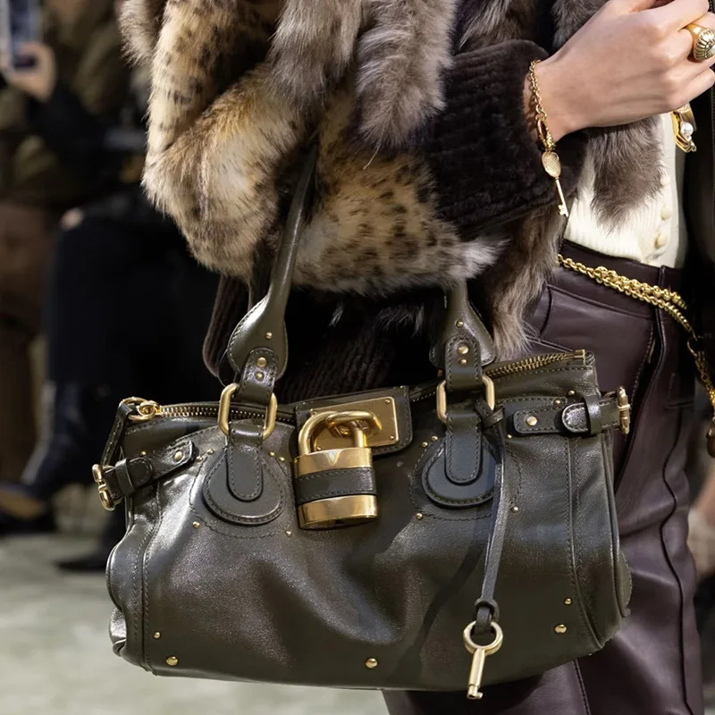 sac fourre tout à cadenas de luxe, sac à bandoulière classique de grande capacité, sac à main de styliste à double poignée, porte documents horizontal en cuir souple