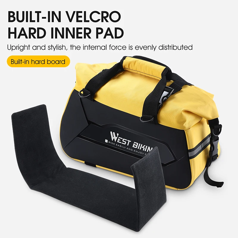 west biking – sac de transport arrière de vélo à coque rigide, valises de voyage étanches, sac à bandoulière extensible 13 25l pour coffre de vélo vtt