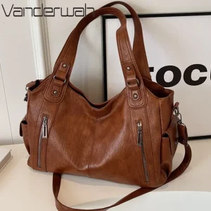 Sac à Main de Grande Capacité en Cuir Souple Hobos pour Femme, Grand Fourre-Tout de Style, Sacoche de Shopping