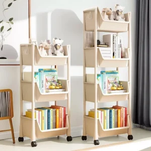 Bibliothèque T1 à roulettes pour enfants, rangement pour jouets à la maison, étagères de lecture, meubles à roulettes, petite bibliothèque Bibliothèque T1 à roulettes pour enfants, rangement pour jouets à la maison, étagères de lecture, meubles à roulettes, petite bibliothèque