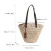 sac à main tissé en rotin pour femmes, sac de plage de grande capacité, sac à main en paille, grand panier shopper, fourre tout, sac fait main boho, nouveau design, 2024