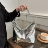 Sac à main à poignée supérieure en PU pour femme, sac initié par un designer de luxe, sac à provisions à la mode, haute capacité, argent, or, fourre-tout décontracté sous les bras Sac à main à poignée supérieure en PU pour femme, sac initié par un designer de luxe, sac à provisions à la mode, haute capacité, argent, or, fourre-tout décontracté sous les bras
