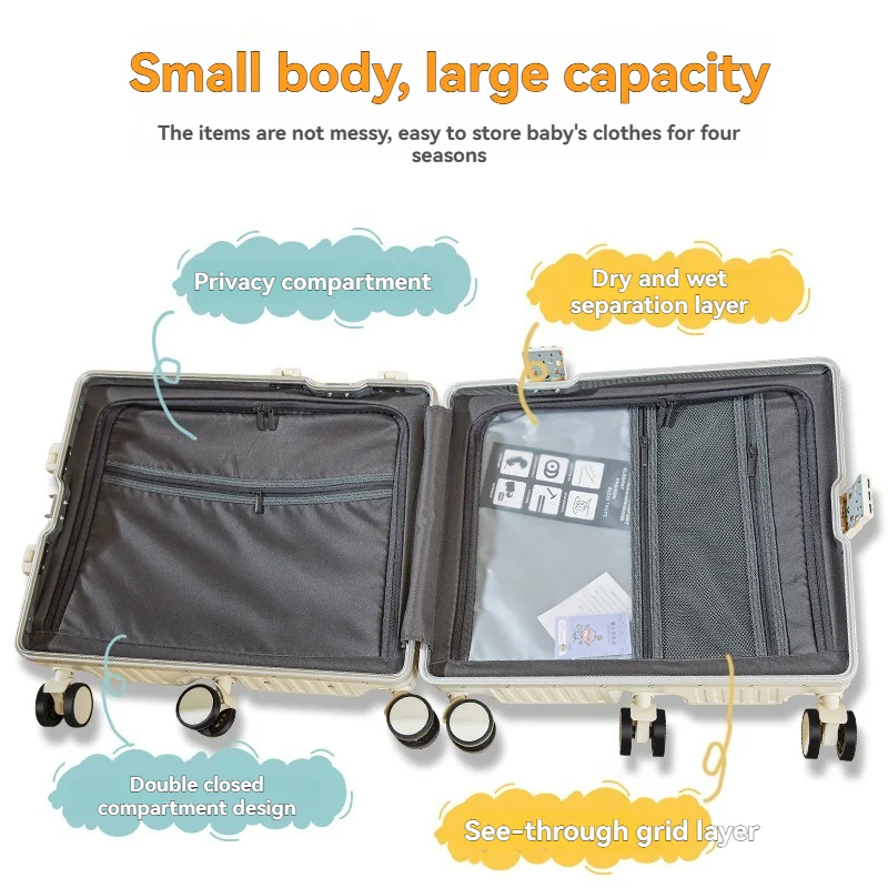 bagage pour enfants, une valise à main avec cadre en aluminium de 20 pouces pour filles, une valise à code de voyage pour garçons pour enfants