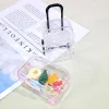 mini valise avec poignée, boîte de rangement transparente pour petits accessoires, articles décoratifs diy, ornements de table, boîte de rangement