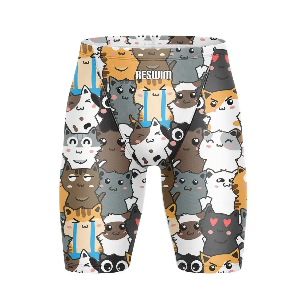 short de bain imprimé chats d'été pour homme, maillot de bain d'entraînement athlétique de dessin animé, pantalon de surf et de plongée