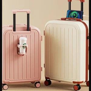 Valise d&rsquo;habitacle compacte pour femme – Bagage ABS + PC 20/22/24/26/28 pouces avec 4 roulettes, rose/menthe/Beige/noir/blanc