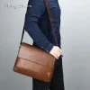 Sac à bandoulière en cuir PU souple pour hommes, mallette d&rsquo;affaires de marque, sac croisé diagonale de grande capacité, sac à main pour fichiers A4, portefeuille de voyage pour hommes