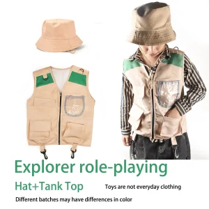 Ensemble de gilet d&rsquo;aventure en plein air pour enfants, jeu de rôle de Cosplay, vêtements de Performance d&rsquo;aventurier en plein air