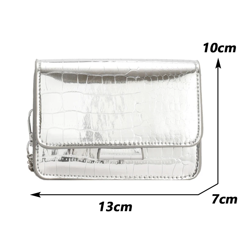 sac à bandoulière chic argenté vintage pour femme, petit sac à main en cuir pu, design de luxe, initié, mode or, mini carré mignon